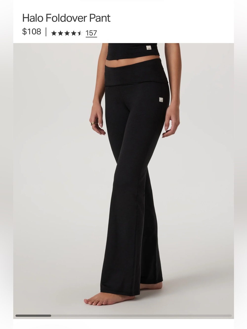 Vuori Black Foldover Flare Pants